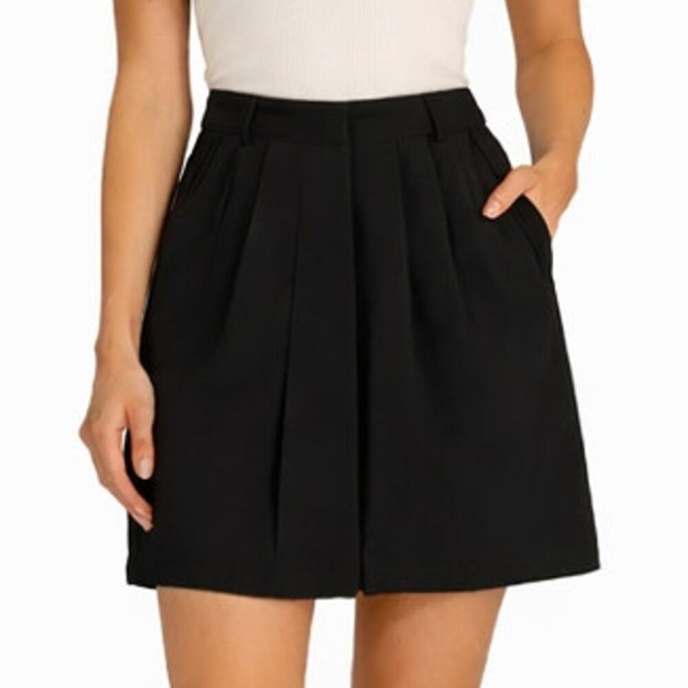 Michael Kors Black Pleated Mini Skirt 8 Petite NWT